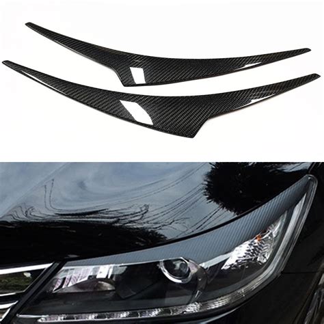 Real Carbon Fiber Car Front Head Light Lamp Cover Brow Sticker