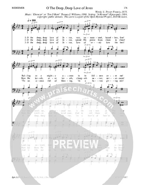 O The Deep Deep Love Of Jesus Hymn Sheet Traditional Hymn Praisecharts