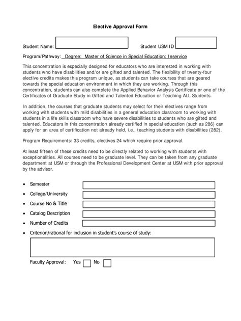 Fillable Online Usm Maine Mse Ms Inservice Elective Approval Form