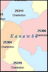 KANAWHA County, West Virginia Digital ZIP Code Map