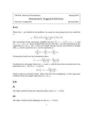 Hw Sol Hw Solution Advanced Econometrics Spring