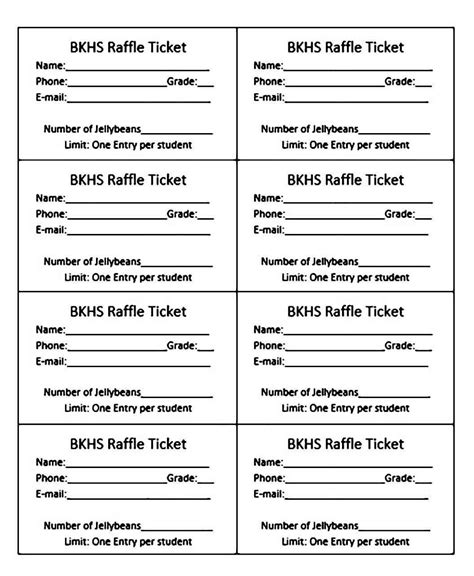 Printable Raffle Tickets With Stubs Templates