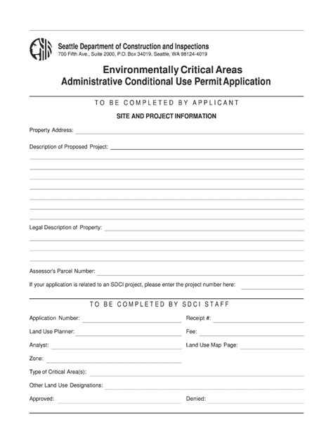 Fillable Online Seattle Sdci Form Environmentally Critical Areas