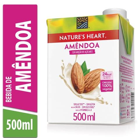 Natures Heart Bebida De Amêndoa Sem Adição De Açúcar 500ml Bebida