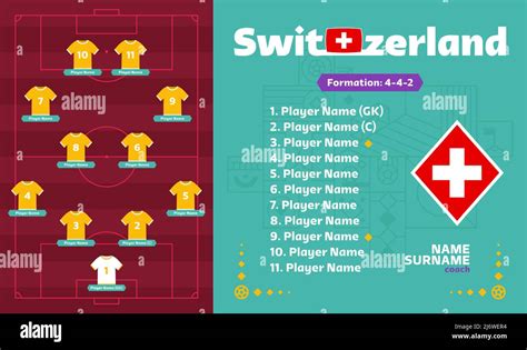 Schweiz Line up Fußball 2022 Turnier Endphase Vektorgrafik Country