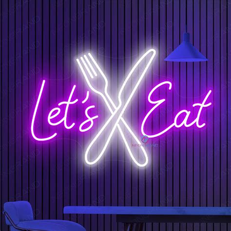 Let S Eat Neon Sign Kitchen Led Light Neongrand