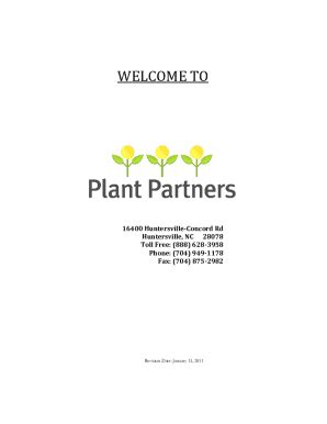 Fillable Online 60406916 Fillable Plant Partners Employee Handbook Form