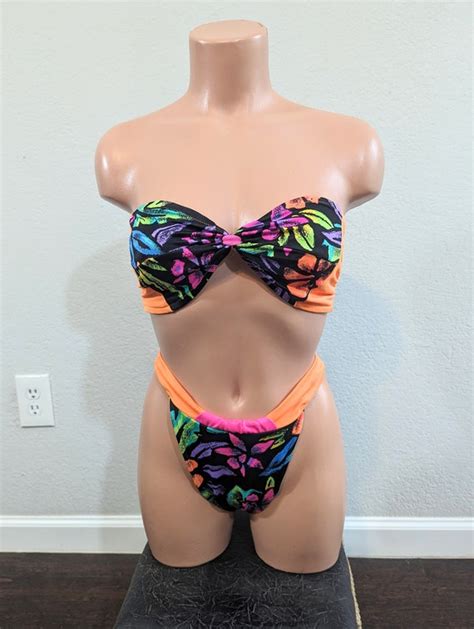 1980s Jantzen Electric Beach High Cut Floral Bikini Gem