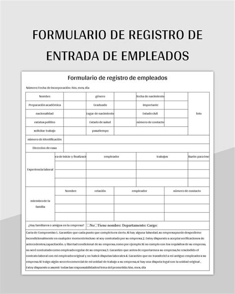 Plantilla De Formato Excel Formulario De Registro De Entrada De