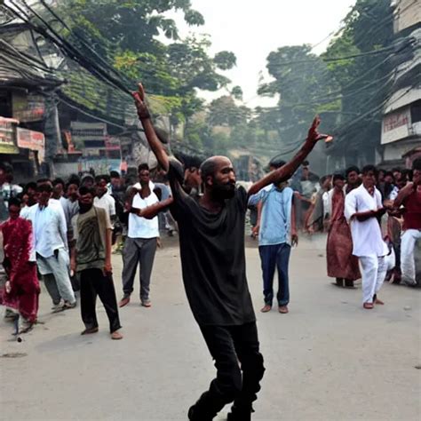 Photograph Of Kanye West Dancing In A Street Of Dhaka Stable