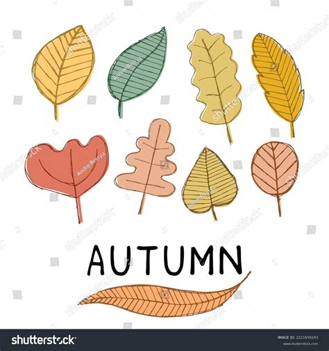 Autumn Hand Drawing Leaves Set Isolated Stock Vector (Royalty Free ...