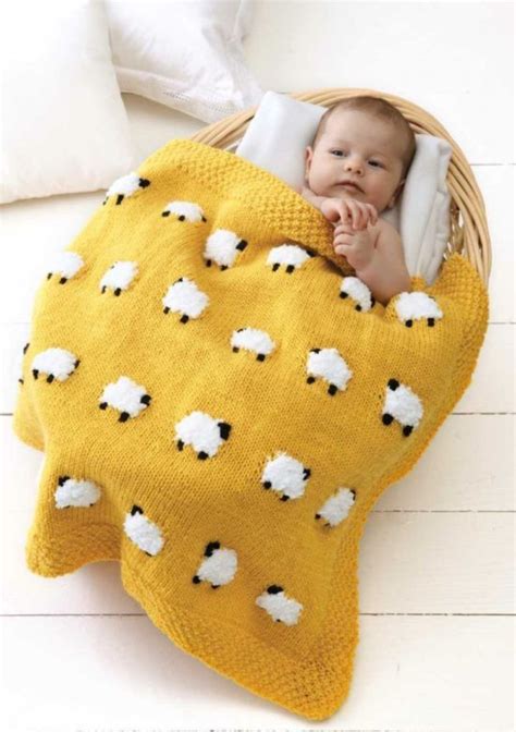 Knitted Sheep Baby Blanket Pattern Knit And Crochet Ideas Crochet