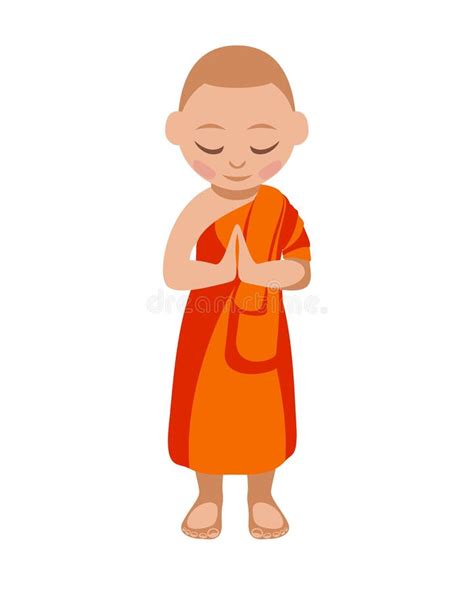 Buddhist Monk Boy Praying Stock Vector Illustration Of Flat 91451409