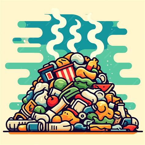 Premium Vector | Illustration of a pile of garbage emitting a foul odor