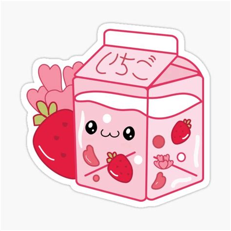 Cute Kawaii Japanese Strawberry Milk Sticker For Sale By Arwaib