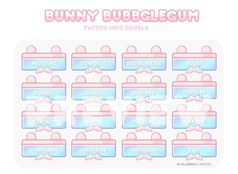 Kawaii Twitch Profile Panels Pinkbluepastel Cute Bunny Style - Etsy