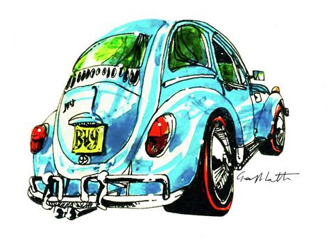 VW Bug Cartoon Painting By Geoff Latter Fine Art America