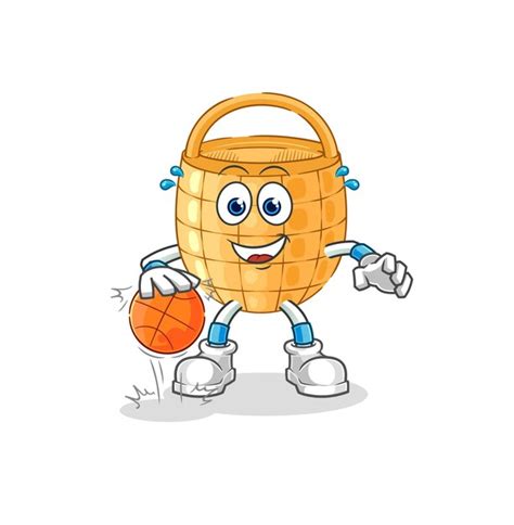 Panier dribble basket ball personnage dessin animé mascotte vecteur