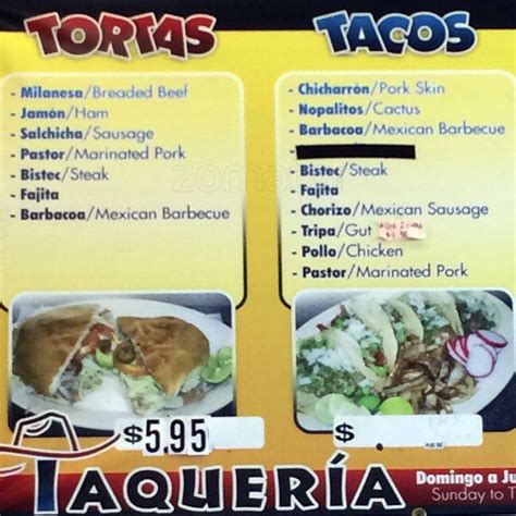 Menu Of Taqueria La Tejanita Vickery Meadow Dallas Restaurant Contact