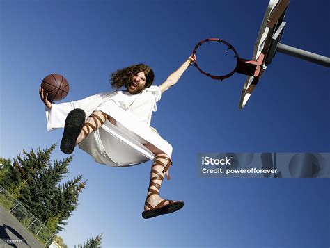 Jesus Slam Dunking A Basketball Stock Photo - Download Image Now ...