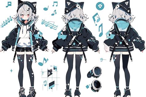 Premium AI Image | Anime Girl Character Design Turnaround Sheet Cute ...