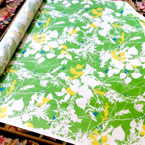 5 Yards Bright Green Floral Fabric Cotton Screen Print Home | Etsy