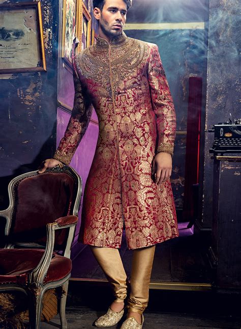 Red And Gold Wedding Sherwani Atelier Yuwaciaojp