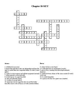 Chapter 16 The Civil War Begins Crossword Puzzle Answers