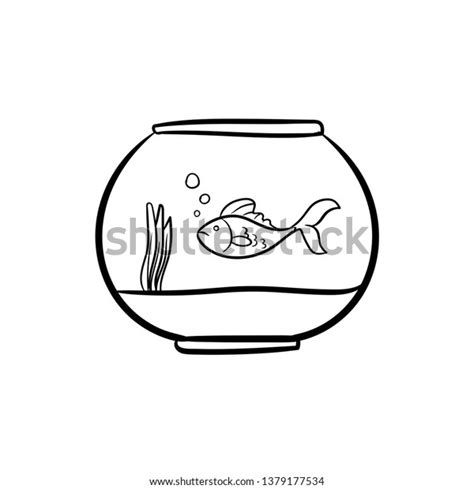 Fishbowl Hand Drawn Outline Doodle Stock Vector Royalty Free