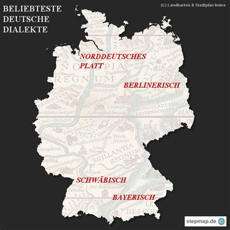 StepMap Landkarten Stadtplan Index Beliebteste Deutsche Dialekte