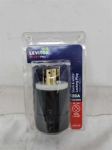 Leviton R50 02711 0CS 30 125 250 Volt Locking Plug Black And White