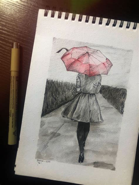 Drawing Draw Watercolor Art Umbrella Drawing