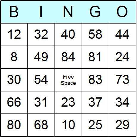 Numbers 1 to 90 Bingo Cards - Printable bingo activity, game, and templates