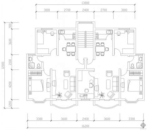 板式多层一梯二户户型图7682 建筑户型图 筑龙建筑设计论坛