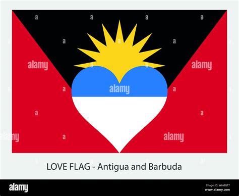 I Love Antigua And Barbuda Vector Flag With Heart Sign Symbolizing