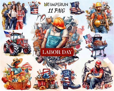 Labor Day Clipart Bundle, Watercolor, Patriotic Illustrations, American ...