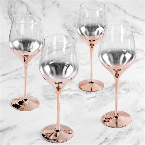 Electroplated Crystal Rose Gold Wine Glasses Set Of 4 Myt