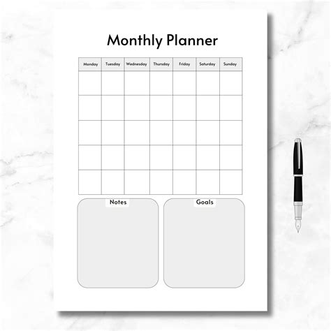 Printable Monthly Planner Minimalist Monthly Planner - Etsy