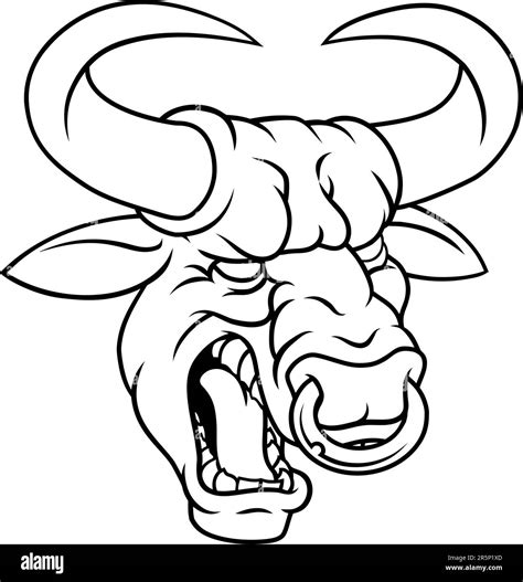 Bull Minotaur Longhorn Monster Cow Mascot Cartoon Stock Vector Image