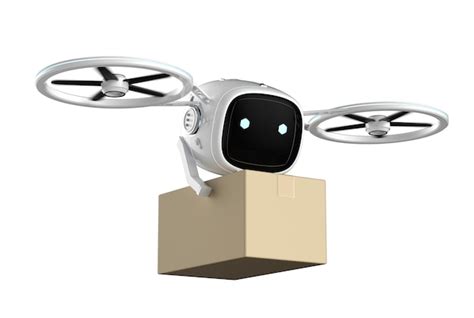 Premium Photo Delivery Drone Flying With Cardboard Box