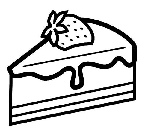 Slice Cake with Strawberry Coloring Page - Free Printable Coloring Pages