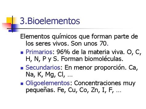 NIVELES DE ORGANIZACCIN DE LA MATERIA BIOELEMENTOS Y