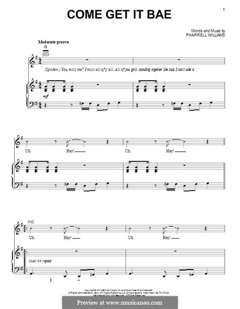 Come Get It Bae by P. Williams - sheet music on MusicaNeo