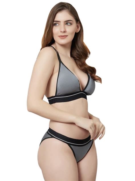 Prettycat Women Grey Polyester Blend Lingerie Set Pc Set A Jiomart