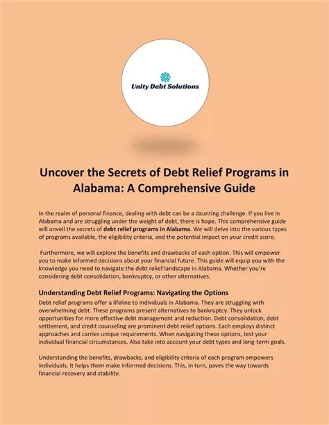 Ppt Uncover The Secrets Of Debt Relief Programs In Alabama A Comprehensive Guide Powerpoint