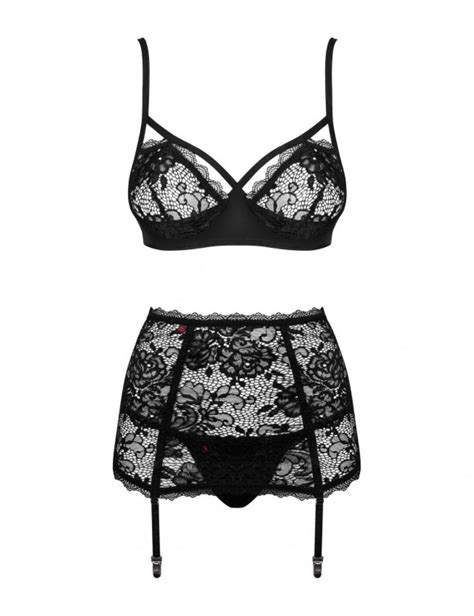 Obsessive Peonesia 3 Piece Set Belle Lingerie