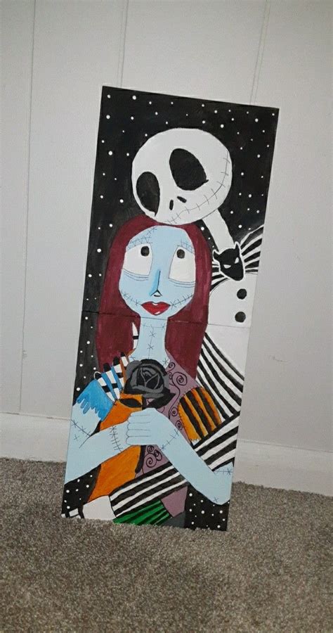 Nightmare Before Christmas Jack And Sally Painting On Flat Canvases