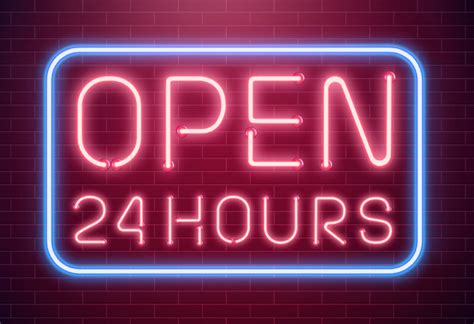 Open 24 Hours Neon Sign For Retail Business Lets Custom Studio