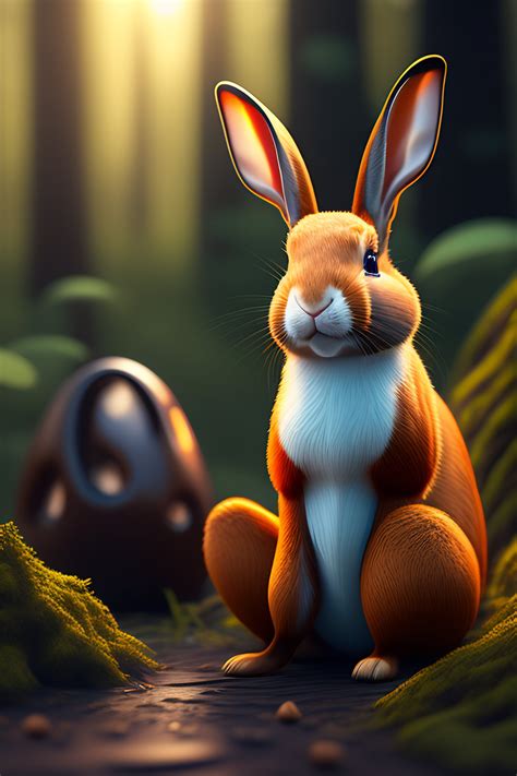 Lexica Anthropomorphic Rabbits Sitting On The Ground Of A Dark Forest