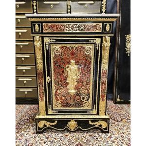 Proantic Rare Support Cabinet In Boulle Marquetry Napoleon Iii Period